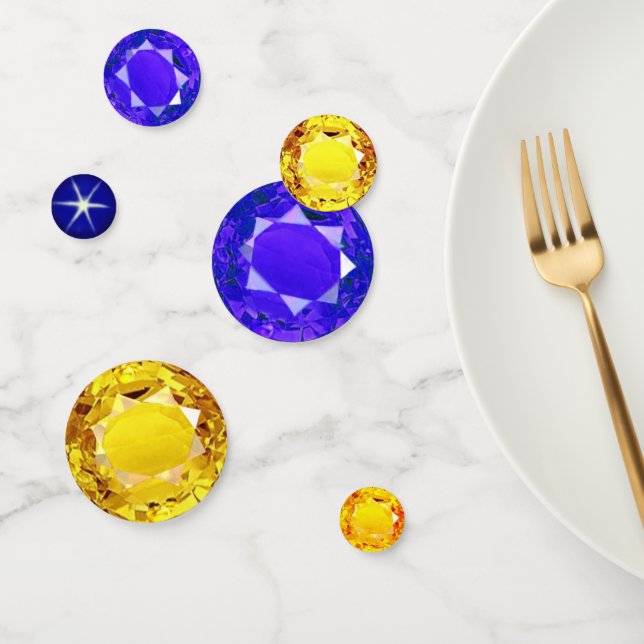 Confettis Elégant Pierres bleues et jaunes (Groupe)