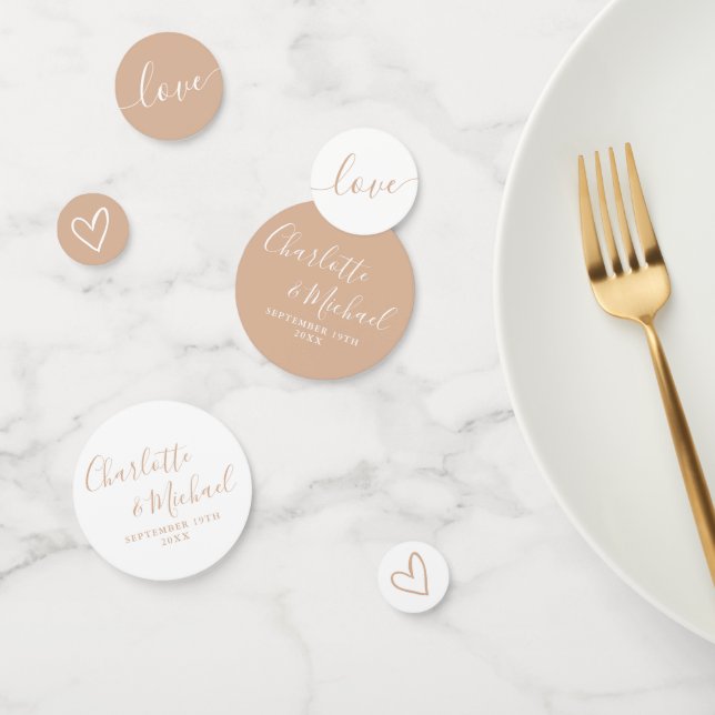 Confettis Élégant Signature Script Taupe Mariage (Groupe)