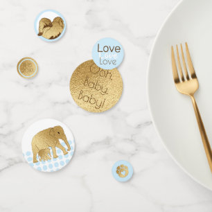 Confettis Eléphant bleu baby shower or