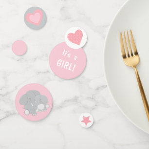 Confettis Elephant et maman Baby shower fille