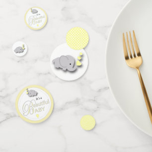 Confettis Eléphant jaune et gris   BABY SHOWER