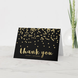 Confettis en Faux Or sur Fond Noir Merci