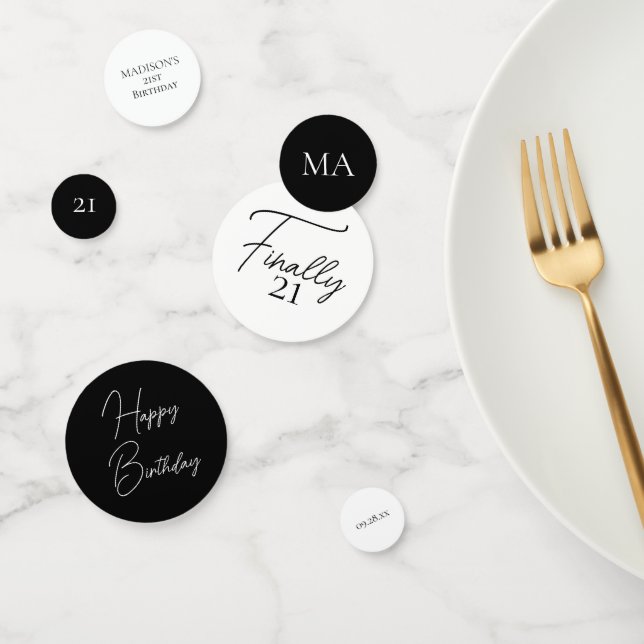 Confettis Enfin 21 Noir & Blanc 21e anniversaire (Groupe)