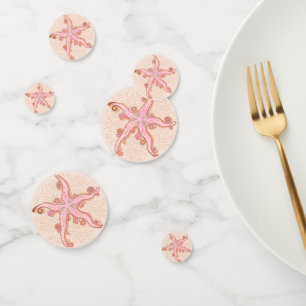 Confettis Étoiles de mer et motif pastel rose corail