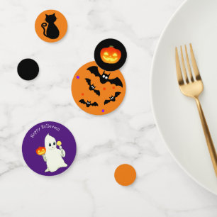 Confettis Fantôme d'Halloween, Citrouille sur fond Noir, Vio