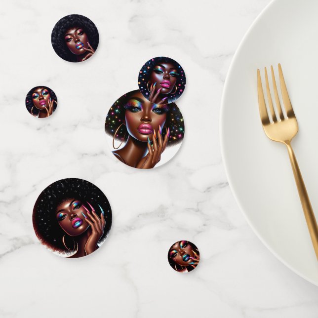 Confettis Faux Holographique Melanin Chic Afro Beauté (Groupe)