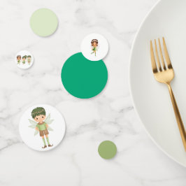 Confettis Fées habillées de bols en papier vert