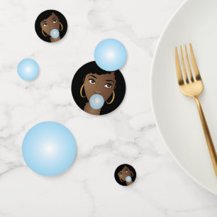 Confettis Femme noire Popping Bleu Bubblegum