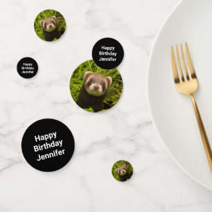 Confettis Ferret Brown dans l'herbe Photo Anniversaire