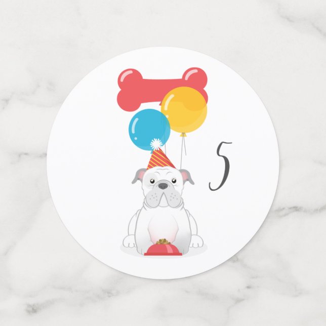 Confettis Fête d'anniversaire de Bulldog (Moyen verso)