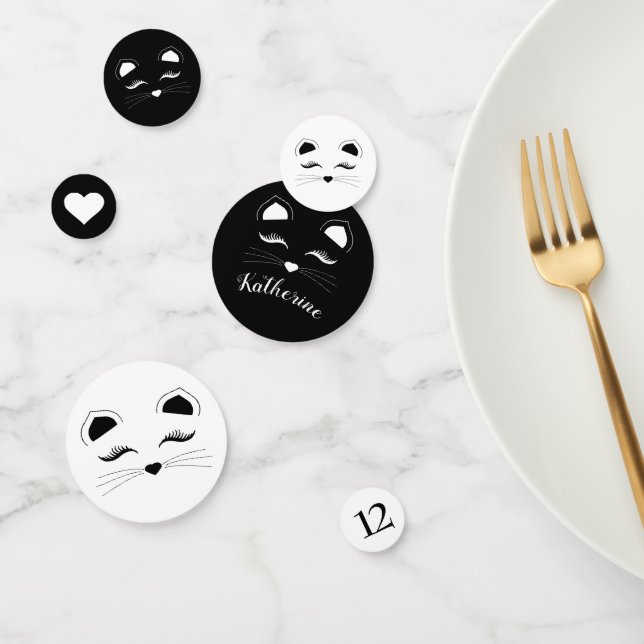 Confettis Fête d'anniversaire de Chat noir et blanc (Groupe)