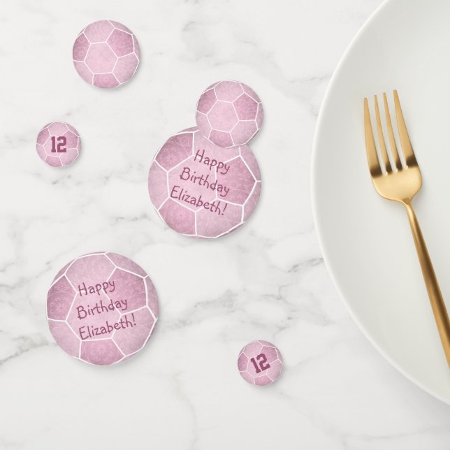 Confettis Fête d'anniversaire de football rose (Groupe)