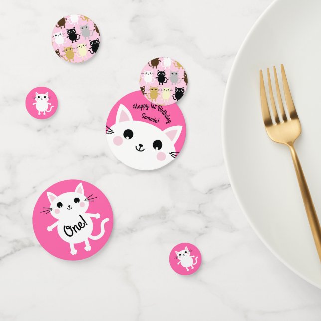 Confettis Fête d'anniversaire du chat (Groupe)