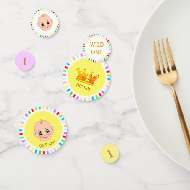Confettis Fête d'anniversaire du premier bébé et rayons mult (Groupe)