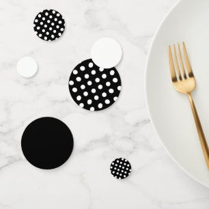 Confettis Fête d'anniversaire noire et blanche de pois