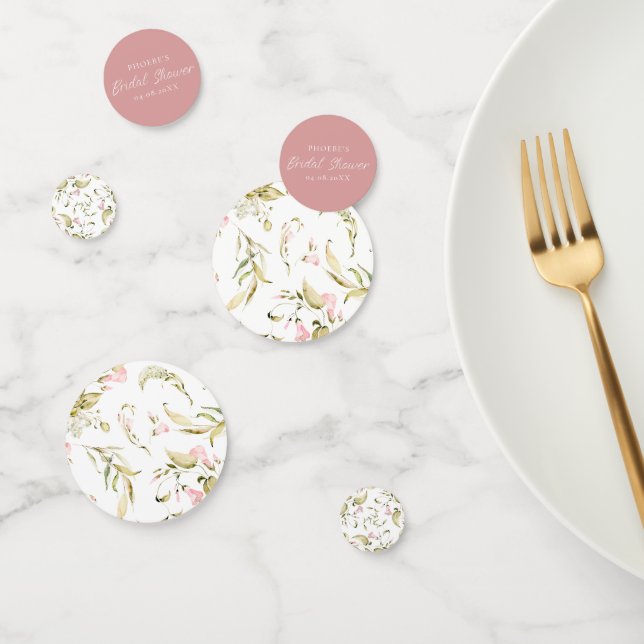 Confettis Fête de mariage floral aquarelle rose poudré (Groupe)