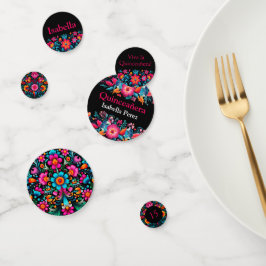 Confettis Fiesta mexicaine Noir Nom Floral Quinceanera