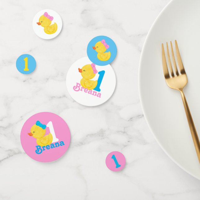 Confettis Fille Canard en caoutchouc Personnalisé Anniversai (Groupe)
