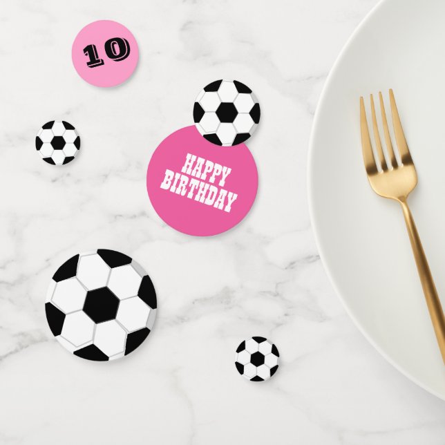 Confettis Filles de football anniversaire rose | ÂGE PERSONN (Groupe)