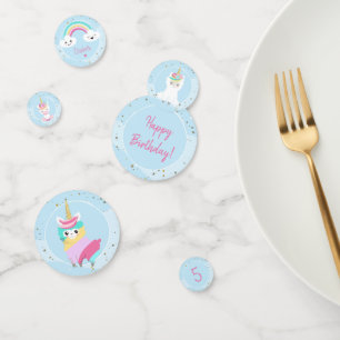 Confettis Filles Llamacorn Unicorn Bonne fête d'anniversaire