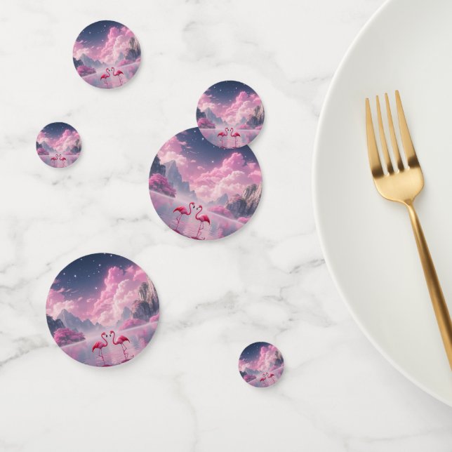 Confettis Flamingos dans un monde de rêve (Groupe)