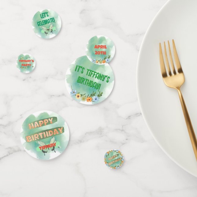 Confettis Fleur&Papillon Anniversaire avec photos Table Conf (Groupe)