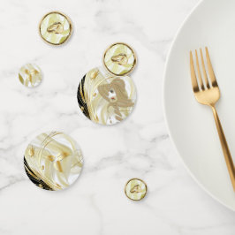 Confettis Fleurs Abstraites d'argent ou d'or sur - Silk & Ar