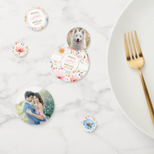 Confettis Fleurs aquarelles Couples Photo et table pour chie
