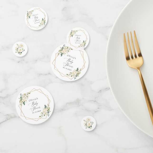 Confettis Fleurs blanches, Fleurs de crème, Boho, Baby showe (Groupe)