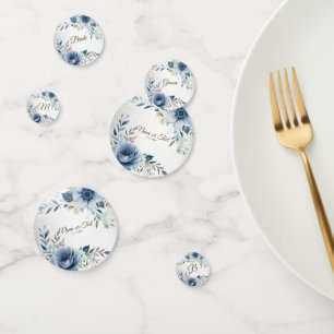 Confettis Fleurs d'Aquarelle bleu Dusty Silver Elégant