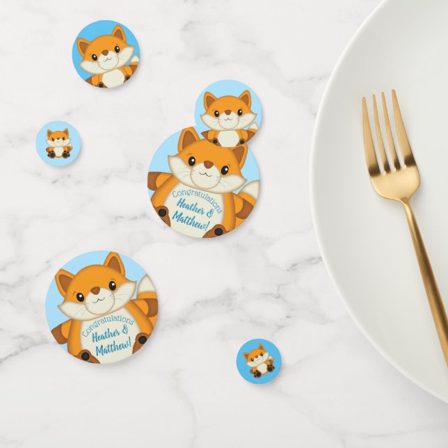 Confettis Fox Baby shower Blue Woodland (Groupe)