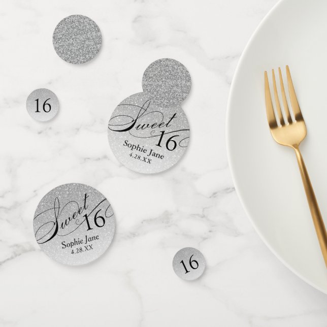 Confettis Glam Parties scintillant Argent Personnalisé Sweet (Groupe)