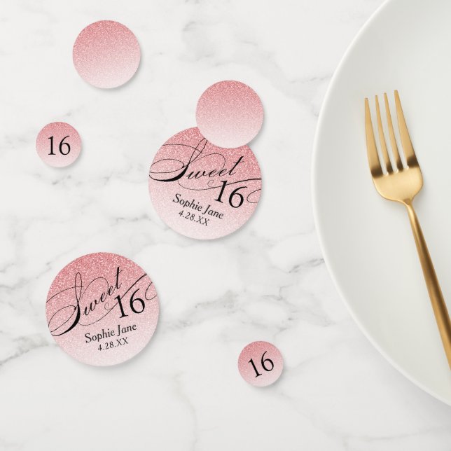 Confettis Glam Parties scintillant rose Personnalisé Sweet 1 (Groupe)