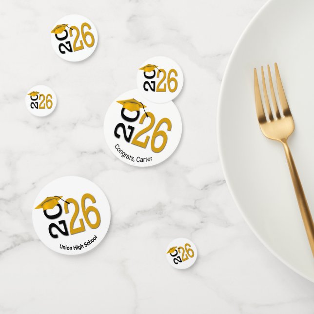 Confettis Gold et Black 2025 Graduation (Groupe)