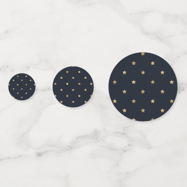 Confettis Golden Stars on Midnight Black (Devant)