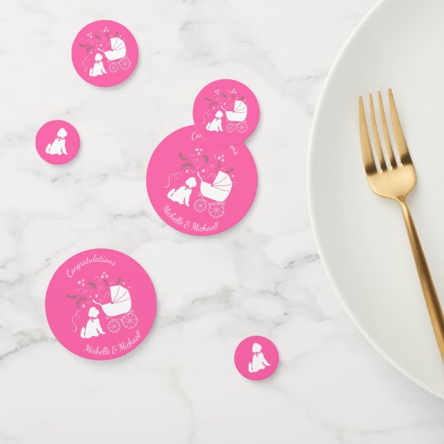 Confettis Goldendoodle chien Baby shower fille rose (Groupe)