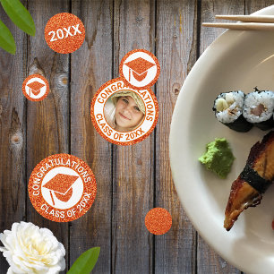 Confettis Grad Glam Orange Casquette Photo Graduation Party