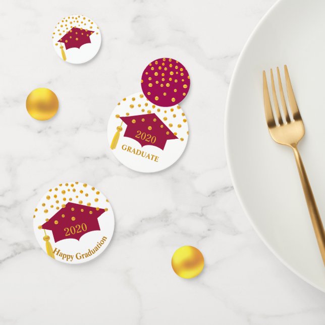 Confettis Graduation Bourgogne Rouge Casquette & Table Or Co (Groupe)