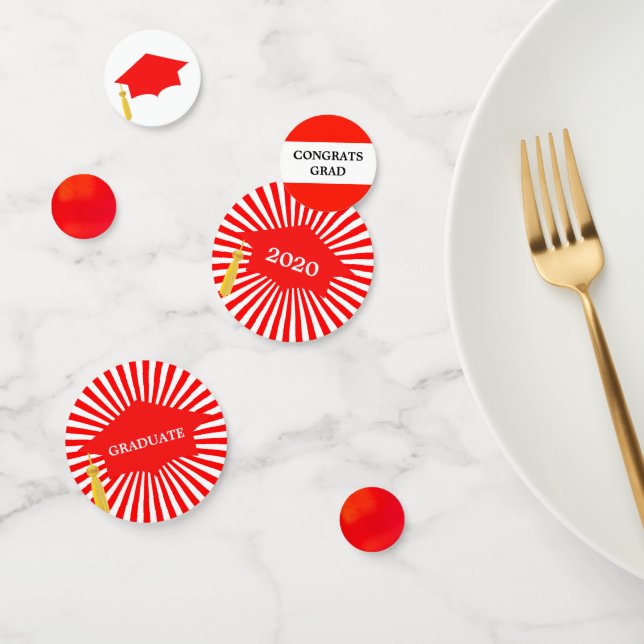 Confettis Graduation Casquette rouge et rayons rouges Confet (Groupe)