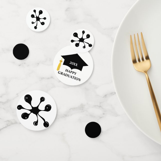 Confettis Graduation moderne des taches noires (Groupe)