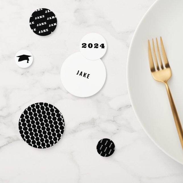 Confettis Graduation Noir & Blanc (Groupe)