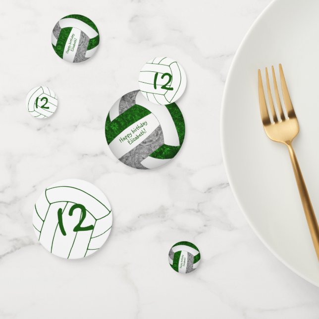 Confettis green grey girls volleyball anniversaire personnal (Groupe)
