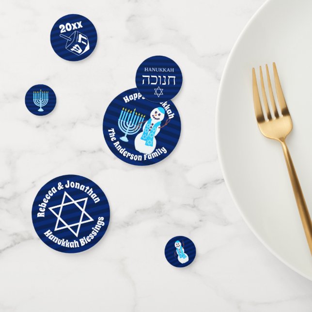 Confettis Hanoukka Jewish Snowman Blue Menorah Party pour en (Groupe)