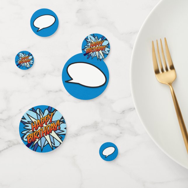 Confettis HAPP Anniversaire Discours Bubble Fun Retro Comic  (Groupe)