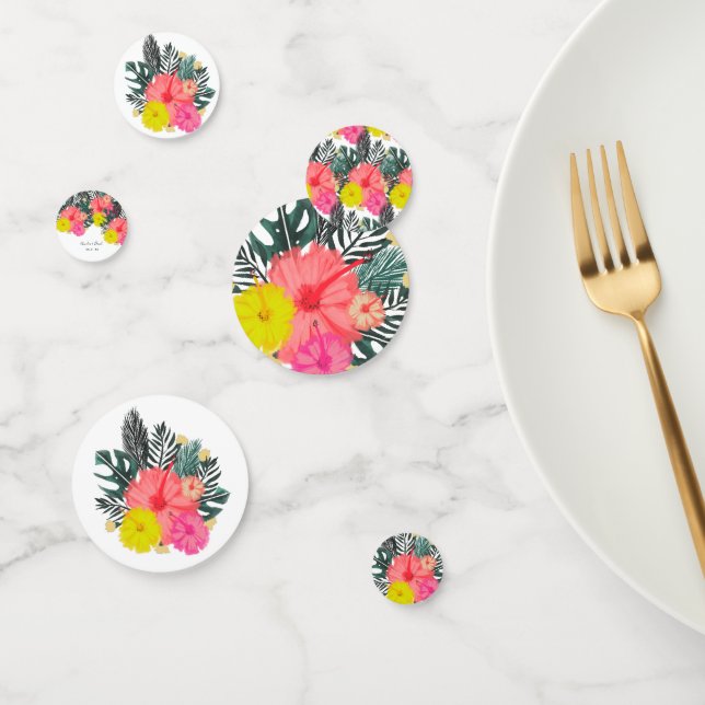 Confettis Hibiscus Hawaii Tropical Main Tirée Bright Mariage (Groupe)