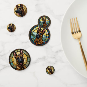 Confettis Illustration de style Malinois belge en verre vern
