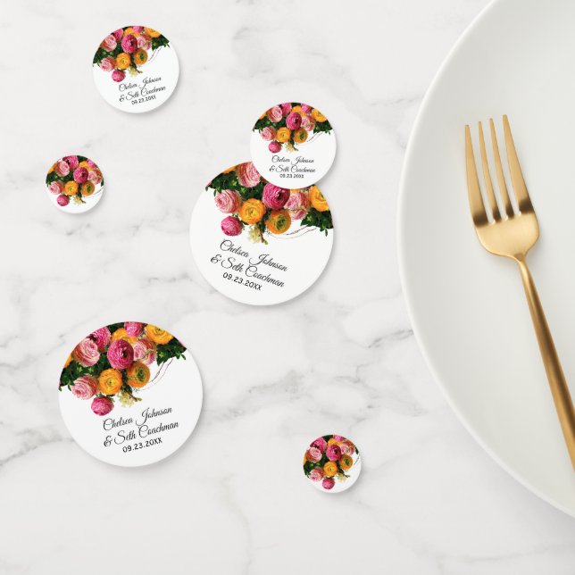 Confettis Jardin Floral rose et jaune (Groupe)