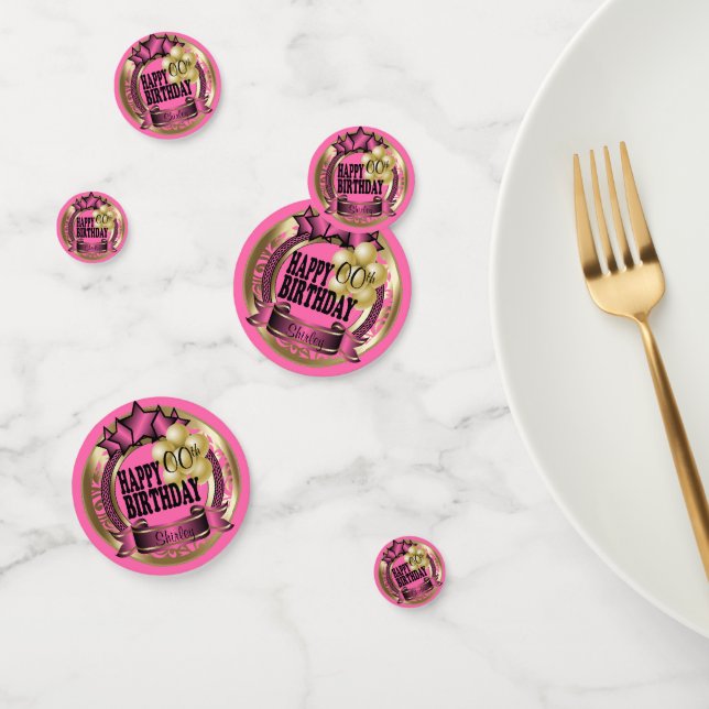 Confettis Joli rose et or heureux Anniversaire Star (Groupe)