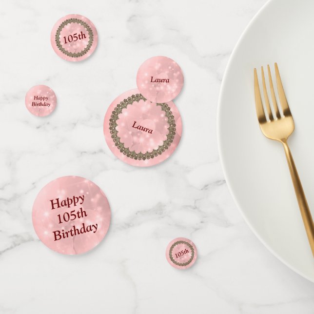 Confettis Joli rose pétillant Joyeux 105e anniversaire (Groupe)