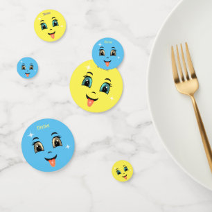 Confettis Jolis visages heureux bleu et jaune divins